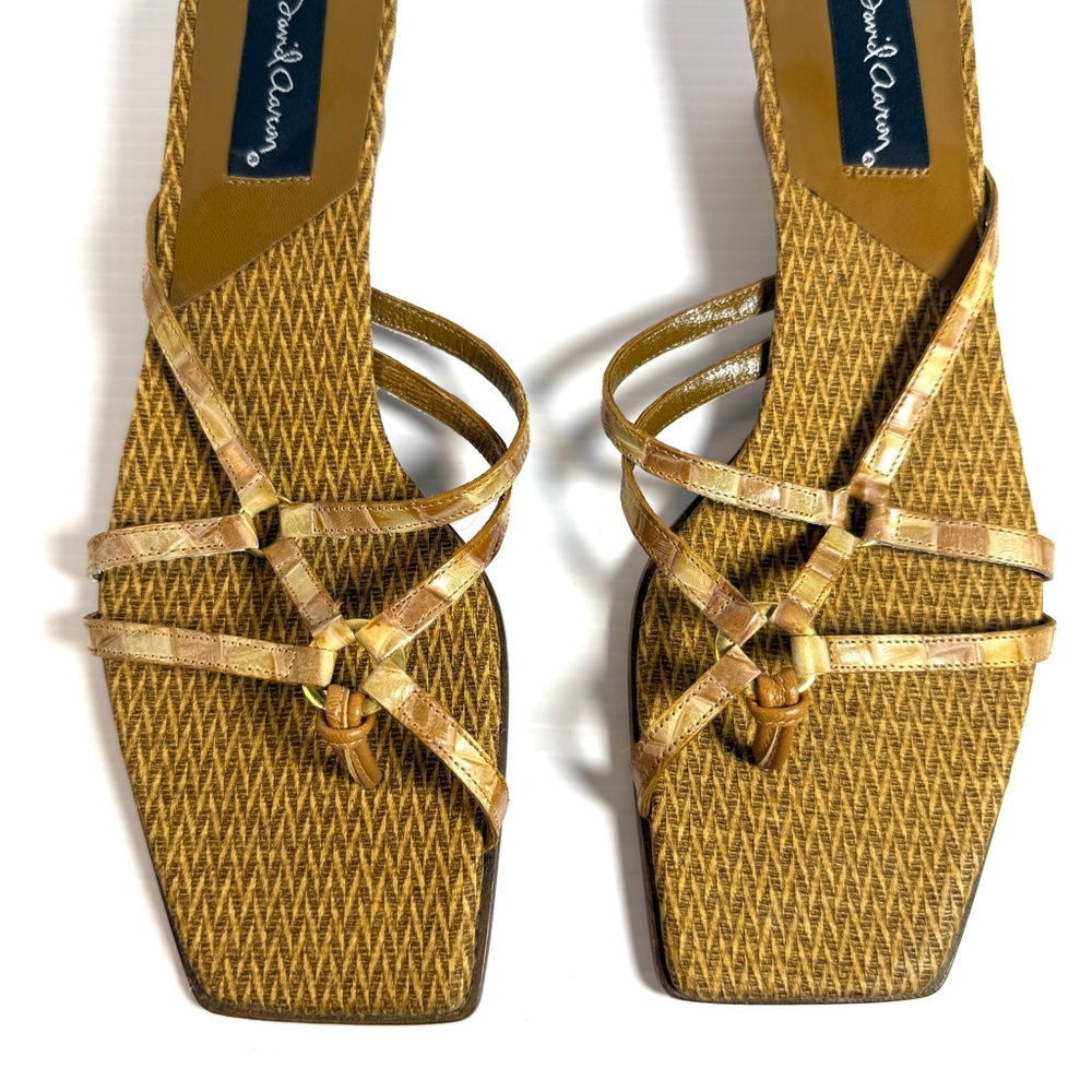 David Aaron Multi Color Leather Earth-tone Strappy Sandals NWT